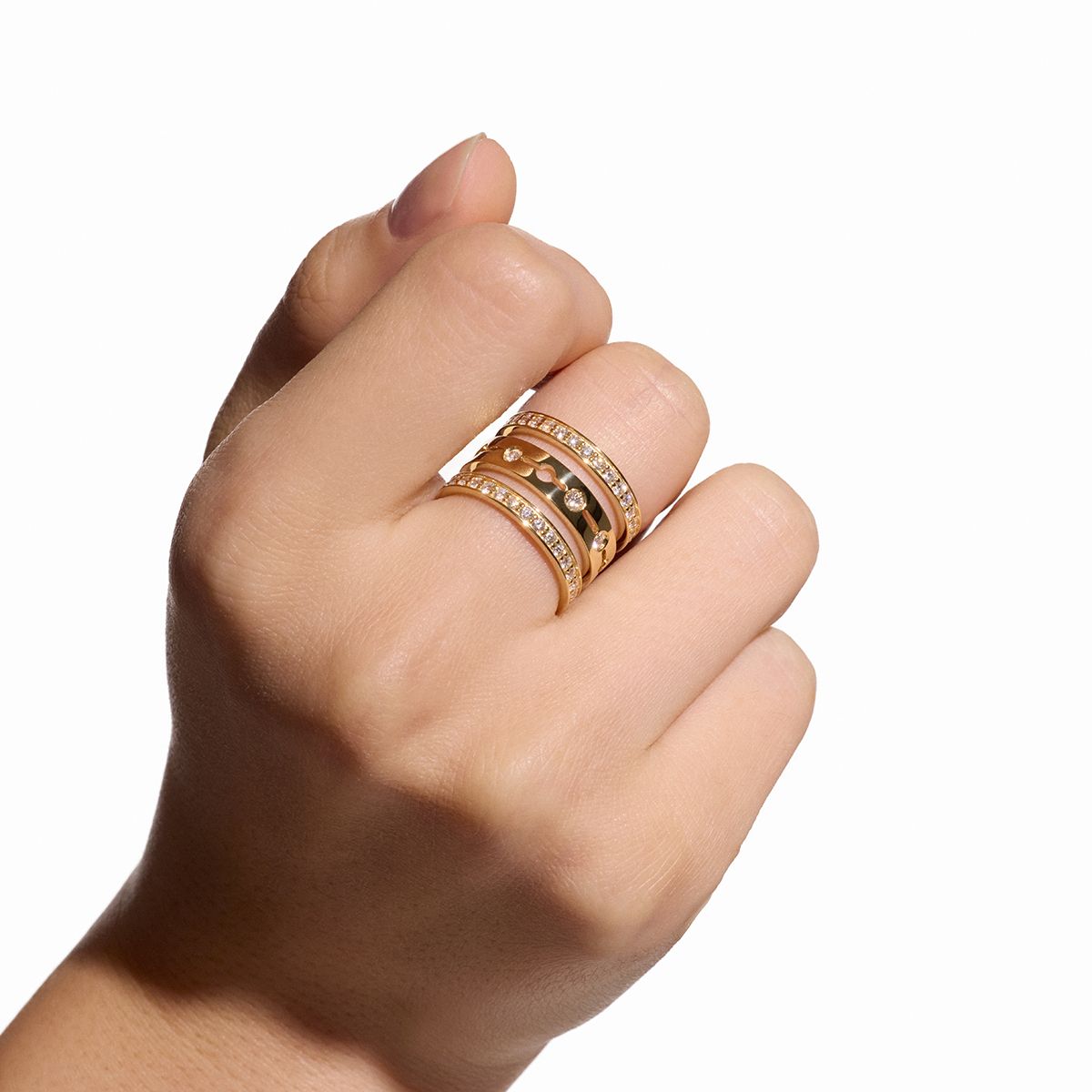 Bague Pulse pavée 3 rangs 