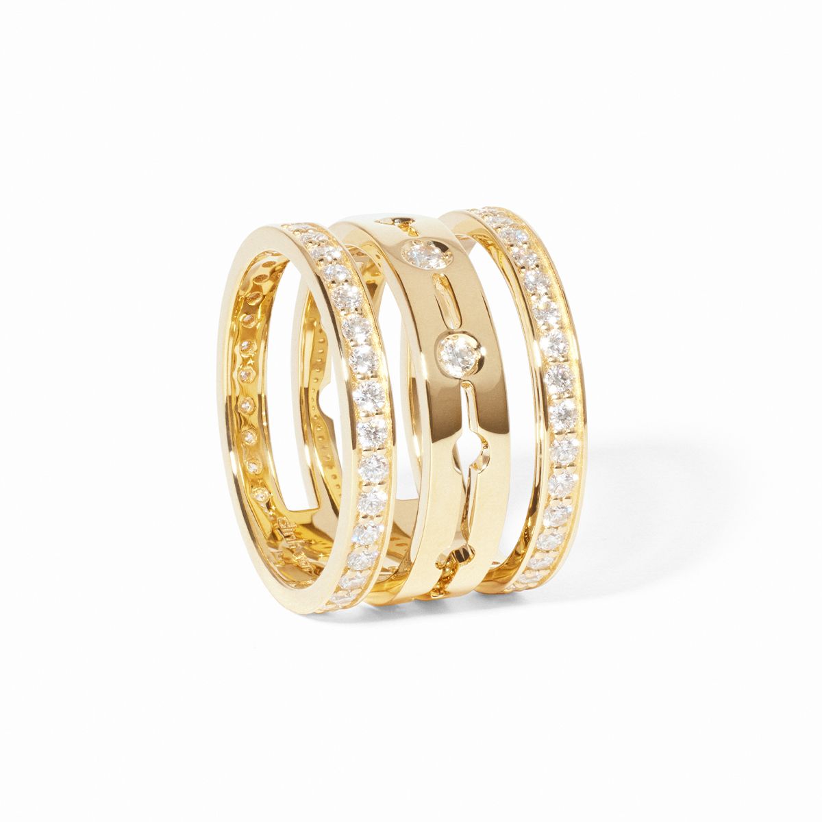 Bague Pulse pavée 3 rangs 