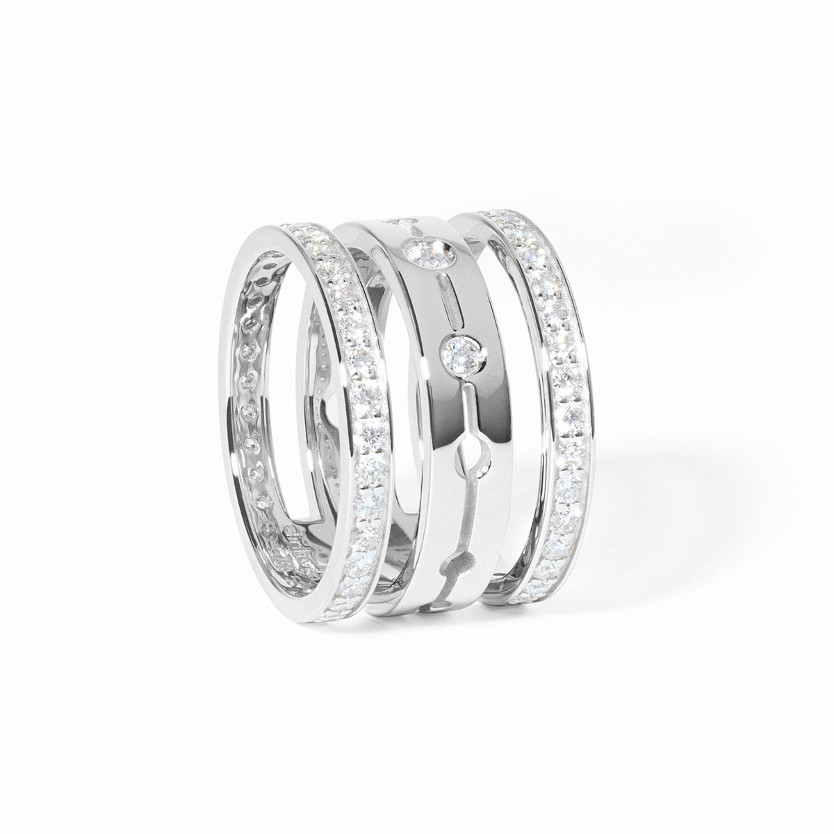 Bague Pulse pavée 3 rangs 