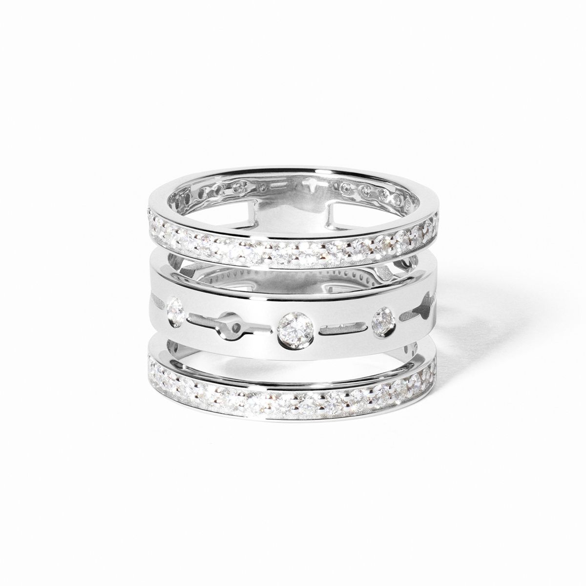 Bague Pulse pavée 3 rangs 