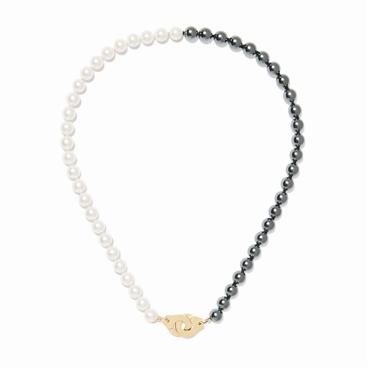 Collier de perles et hématites Menottes dinh van moyen modèle