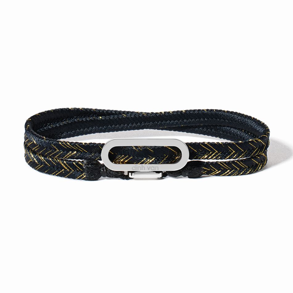 Bracelet tissé Maillon noir doré