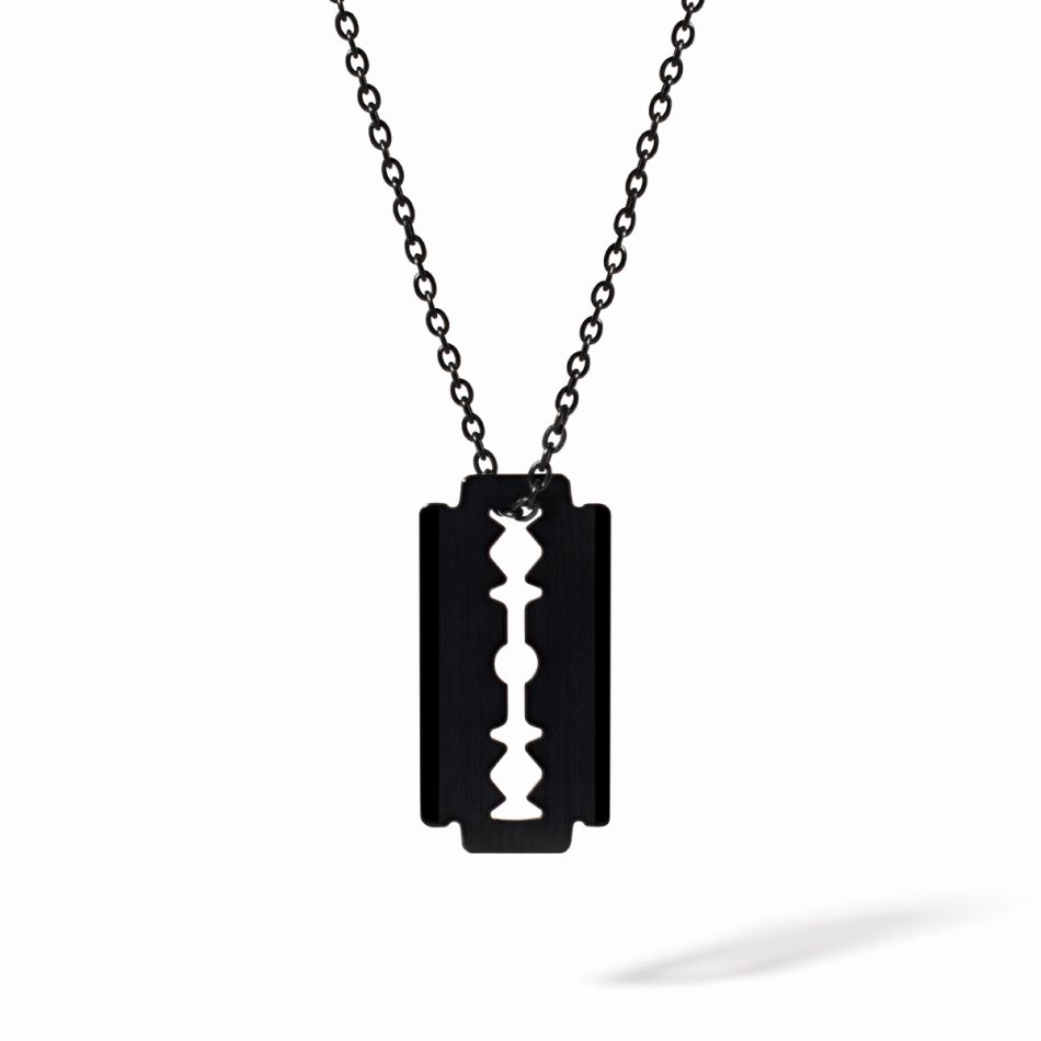 Pendentif sur chaîne Lame de rasoir moyen modèle - 45 cm